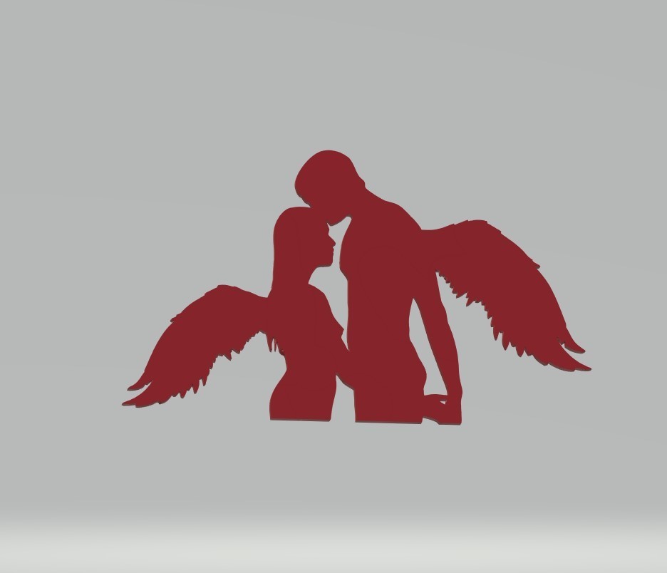 🧑‍🤝‍🧑 Couple Hugging Wall sticker Angels・ STL File for ・Cults